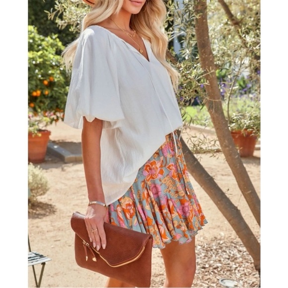 VICI Rafa Cotton Puff Sleeve Top - White - Small - Picture 4 of 15